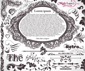 Retro Decorative Ornaments Frames and Borders vector 08