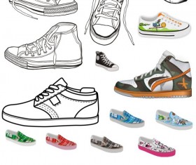 Different Canvas shoes elements vector