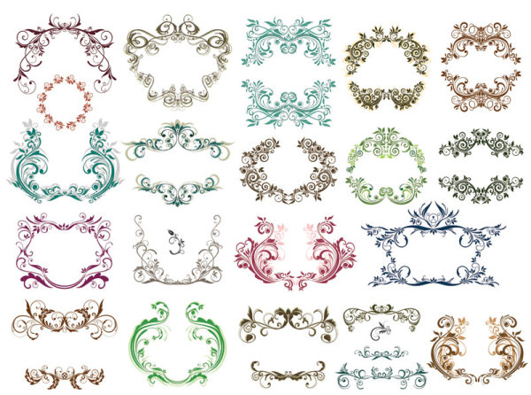 Fine Ornaments lace and Borders vector graphic 01