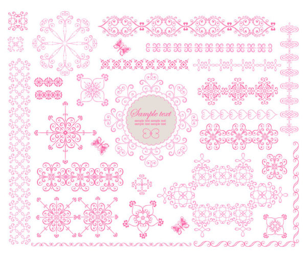 Fine Ornaments lace and Borders vector graphic 03