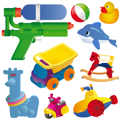 Different Baby Toys mix vector set 04