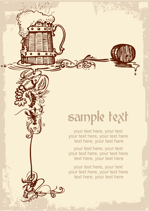 Vintage beer style backgrounds vector 02