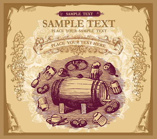 Vintage beer style backgrounds vector 04