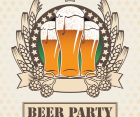 Retro Beer party Mark design vector 03