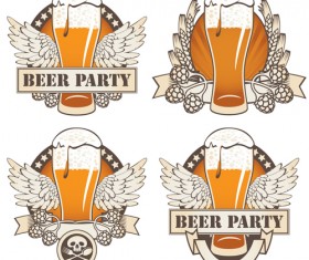 Retro Beer party Mark design vector 04
