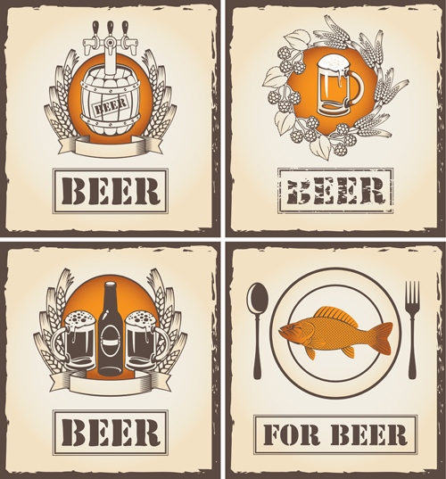 Retro Beer party Mark design vector 05