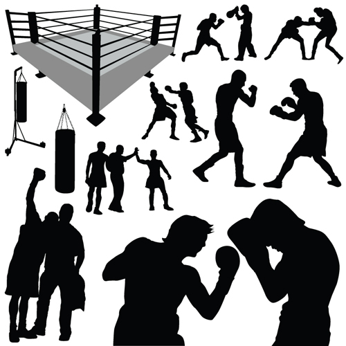Set of Boxing design elements vector 05