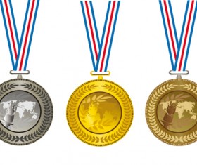 Champion Cup And medals design vector set 01