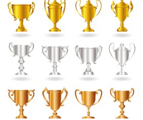 Champion Cup And medals design vector set 05