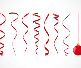 Set of Red Christmas Ribbons elements vector 02