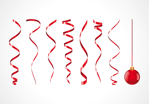 Set of Red Christmas Ribbons elements vector 02