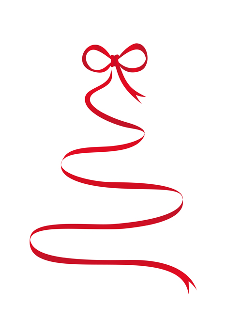 Set of Red Christmas Ribbons elements vector 05