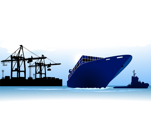 Set of Container shipping elements vector 01