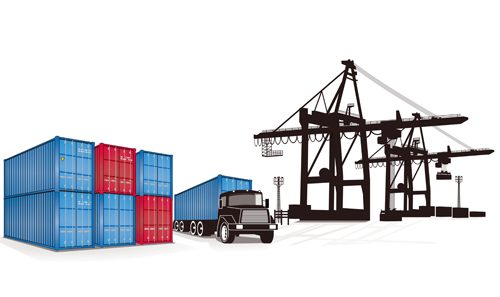 Set of Container shipping elements vector 03