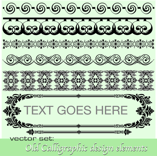 Old Calligraphic design elements vector set 01