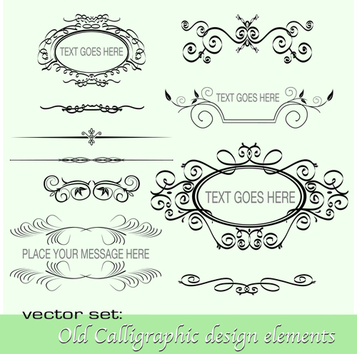 Old Calligraphic design elements vector set 03