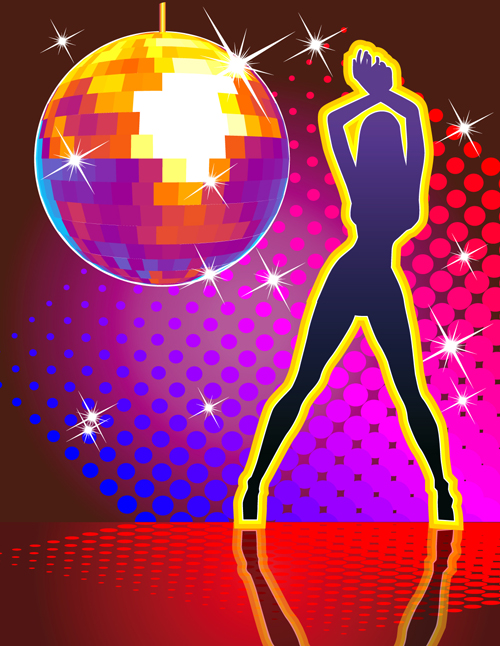 Set of Disco Ball theme background vector 03