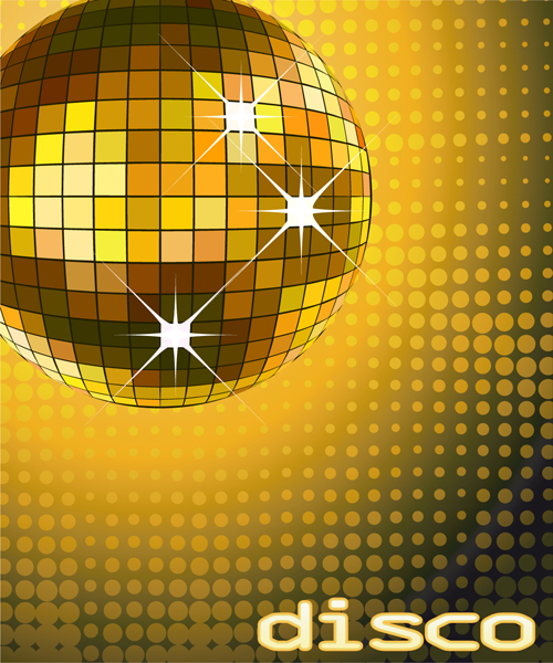 Set of Disco Ball theme background vector 04