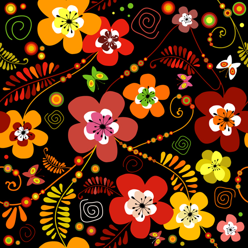 Set of Flower Pattern vector art 01