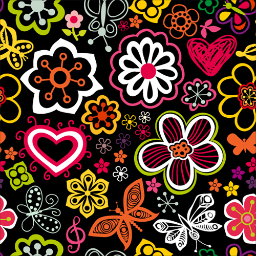 Set of Flower Pattern vector art 02 free download
