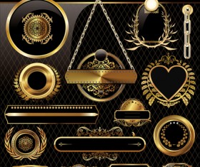 luxurious Golden frames and labels design vector 01