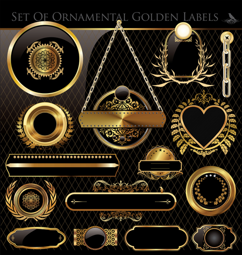 luxurious Golden frames and labels design vector 01