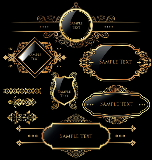 luxurious Golden frames and labels design vector 03