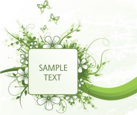 Green floral frame vector set 03