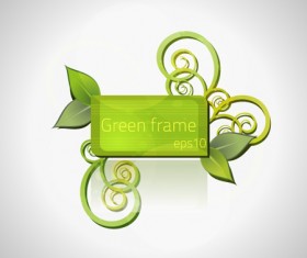 Green floral frame vector set 04