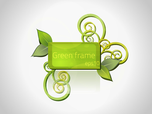 Green floral frame vector set 04