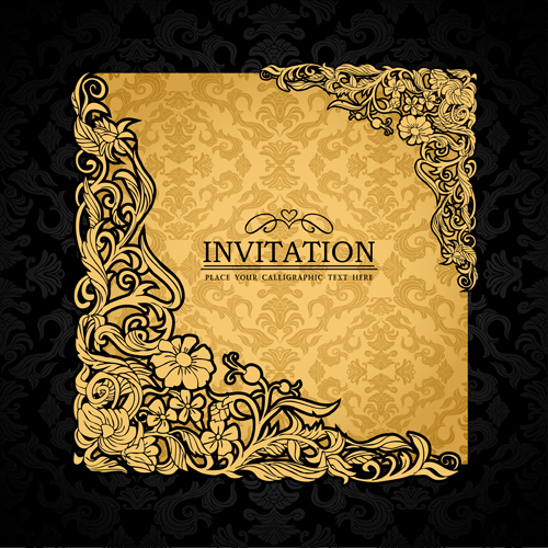 Elements of Luxury invitation background vector 01