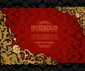 Elements of Luxury invitation background vector 02