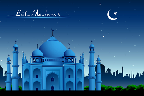 Elements of mosque backgrounds vector graphic 04