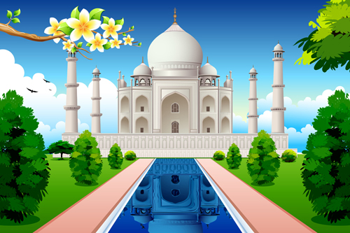 Elements of mosque backgrounds vector graphic 05