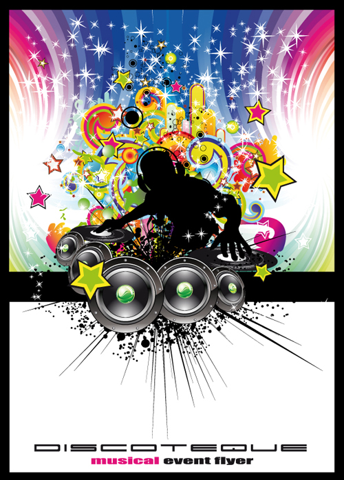 Set of musical event flyer cover vector 04