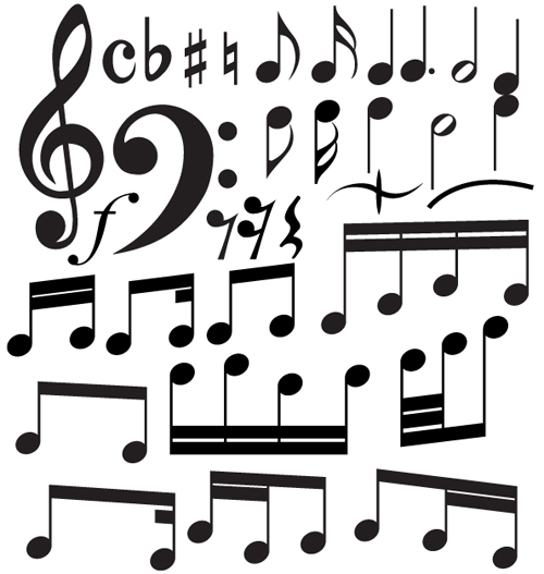 Set of music elements vector graphic 01