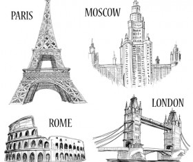 Buildings for Different countries design vector 01