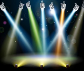 Stage with spotlight effect design vector material 02