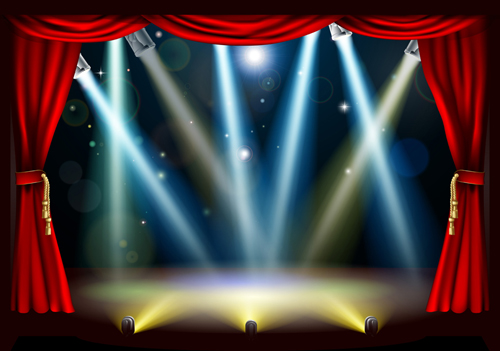 Stage with spotlight effect design vector material 03