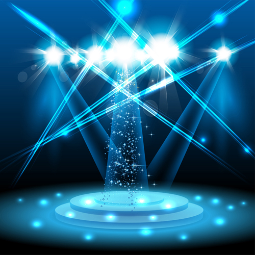 Stage with spotlight effect design vector material 04