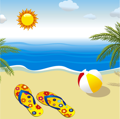 Sunny beach design vector background 05