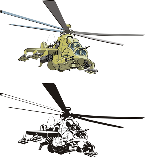 Various Military equipment design elements vector set 01