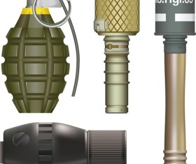 Various Military equipment design elements vector set 04