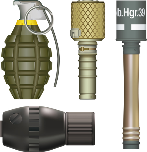 Various Military equipment design elements vector set 04