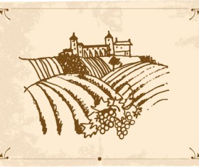 Hand drawn Retro Vineyard elements vector 01