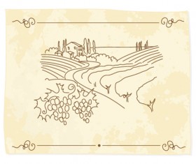 Hand drawn Retro Vineyard elements vector 02