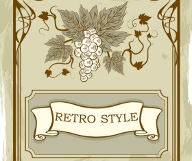 Retro style grape wine background vector 05