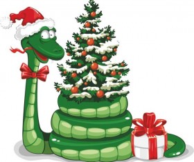 Snake 2013 Christmas design vector graphics 05