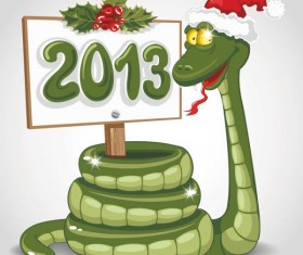 Snake 2013 Christmas design vector graphics 06