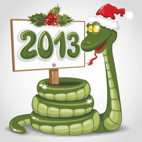 Snake 2013 Christmas design vector graphics 06